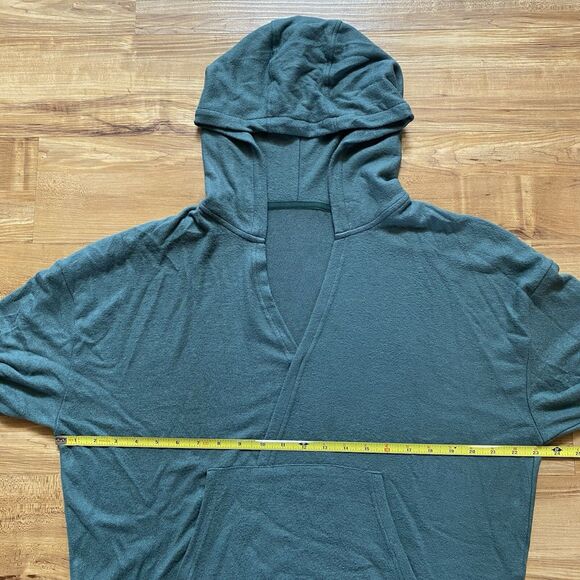 ZYIA Active L Pine Green Slouchy Short Boyfriend Knit Hoodie Lounge Soft Comfy - Picture 9 of 15